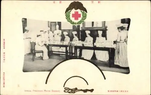 PC Japanese Imperial Princesses making bandages, Rotes Kreuz