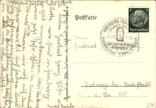 Ak Freiberg in Sachsen, 750 Jahre deutscher Erzbergbau, 1938