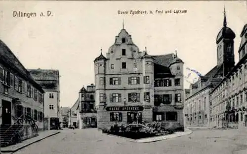 Ak Dillingen an der Donau, Obere Apotheke, Kaiserliche Post, Lyzeum