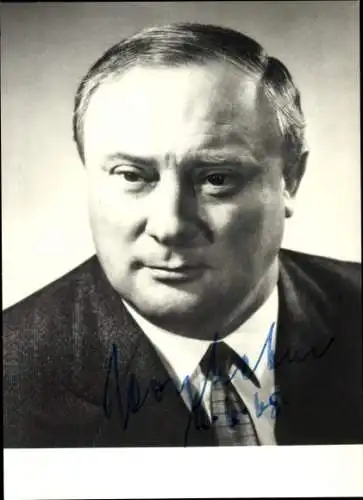 Ak Georg Leber, Politiker, Portrait, Autogramm