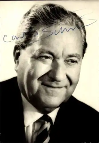 Ak Prof. Dr. Carlo Schmid, MdB, Bundesminister, Politiker, Portrait, Autogramm