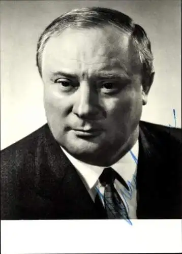 Ak Georg Leber, Politiker, Portrait, Autogramm