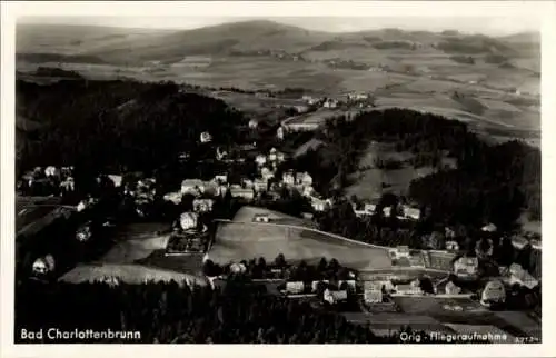 Ak Jedlina Zdrój Bad Charlottenbrunn Schlesien, Fliegeraufnahme