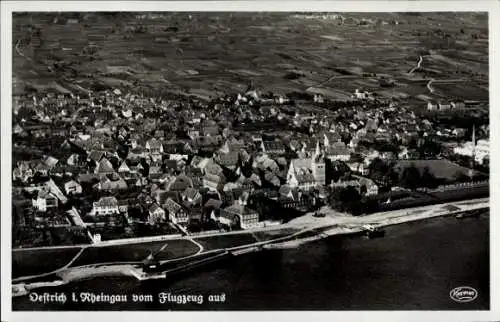 Ak Oestrich Winkel am Rhein Rheingau, Fliegeraufnahme