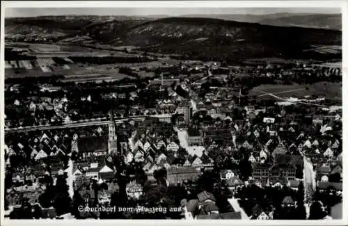 Ak Schorndorf im Remstal Württemberg, Schorndorf vom Flugzeug aus