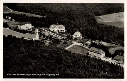 Ak Rummelsberg Schwarzenbruck in Mittelfranken Bayern, Anstalten, Fliegeraufnahme