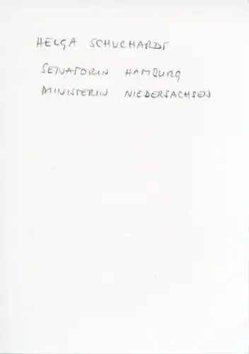 Foto Helga Schuchardt, Senatorin, Ministerin, Autogramm