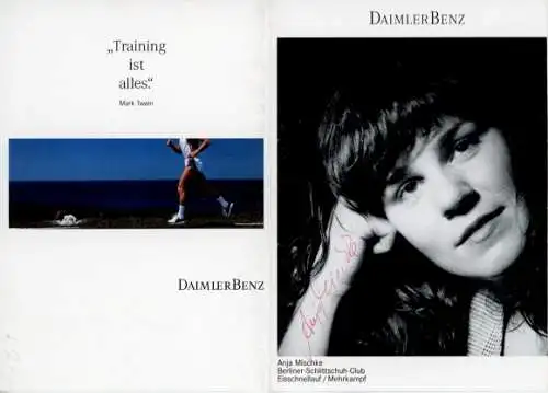 Ak Anja Mischke, Berliner Schlittschuh Club, Eisschnelllauf, Mehrkampf, Werbung Daimler Benz