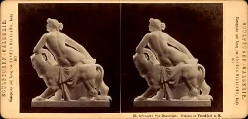 Stereo CdV Ariadne auf dem Panther, Statue
