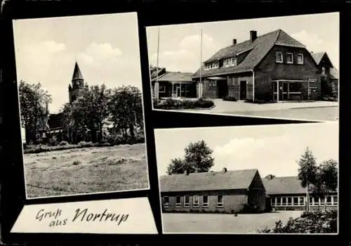 Ak Nortrup in Niedersachsen, Teilansichten, Post, Kirche