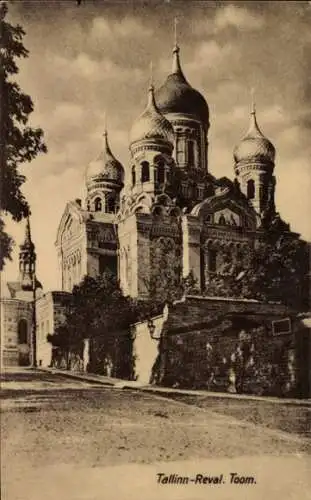 Ak Tallinn Reval Toom Estland,  Blick auf eine Kirche, Türme mit Kuppeln