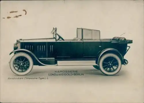 Ak Auto, Abnehmbare Limousine Type L.L., Karosserie Lond & Weigold Berlin