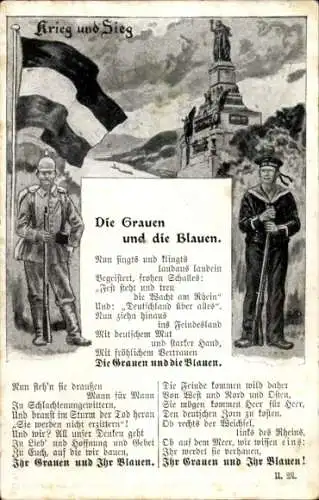 Ak Krieg und Sieg, Die Grauen und die Blauen, Denkmal