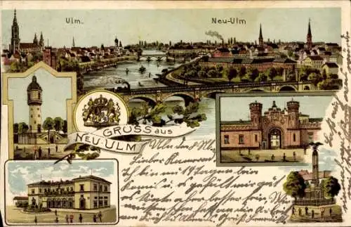 Litho Neu Ulm in Schwaben, Panorama, Kaserne, Wasserturm