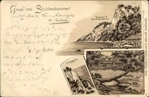 Litho Stubbenkammer Sassnitz auf Rügen, Königstuhl, Hertha See