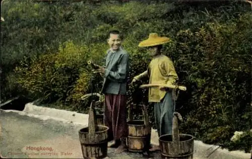 Ak Hong Kong China, chinesische Wasserträger