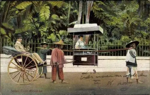 Ak Hong Kong China, Rikscha Fahrer, Sänfteträger