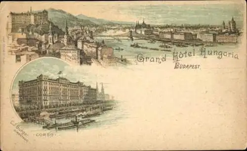 Litho Budapest Ungarn, Gesamtansicht, Grand Hotel Hungaria