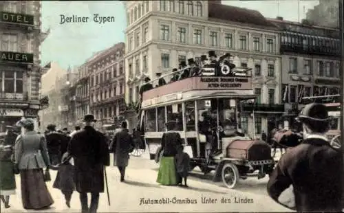 Ak Berlin Mitte, Unter den Linden, Automobil-Omnibus Nr. 4