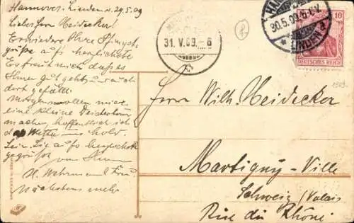 Präge Ak Frohe Pfingsten, Maikäfer auf einer Leiter, Birken