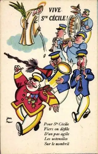 Künstler Ak  VIVE STE CECILE! - Ein Mann in roter Uniform mit einem Tambourstab dirigiert