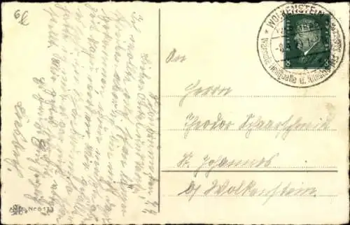 Ak Zwei Katzen, Truhe mit Blumen