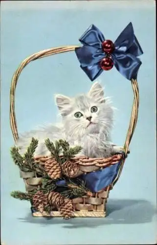 Ak Katze, Weidenkorb