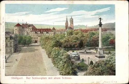 Ak Stuttgart am Neckar,  Der Schlossplatz mit altem Schloss.