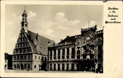 Ak Zwickau in Sachsen, Rathaus und Gewandhaus