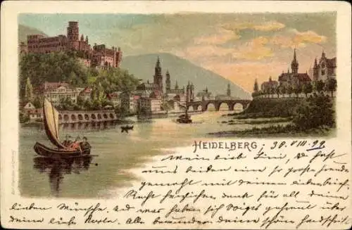 Ak Heidelberg am Neckar,  Neckar, Brücke, Schloss