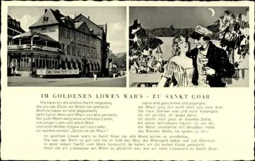 Ak St. Goar am Rhein, Im Goldenen Löwen wars, Gedicht