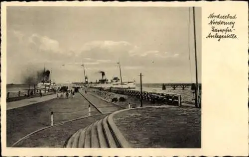 Ak Nordseebad Norderney Ostfriesland, Dampfer-Anlegestelle