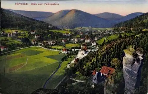 Ak Bad Herrenalb im Schwarzwald, Blick vom Falkenstein, Häuser, Berge