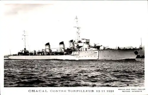 Ak Französisches Kriegsschiff, Contre Torpilleur Chacal, No 7