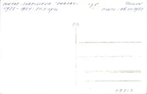 Ak Französisches Kriegsschiff, Contre Torpilleur Chacal, No 7