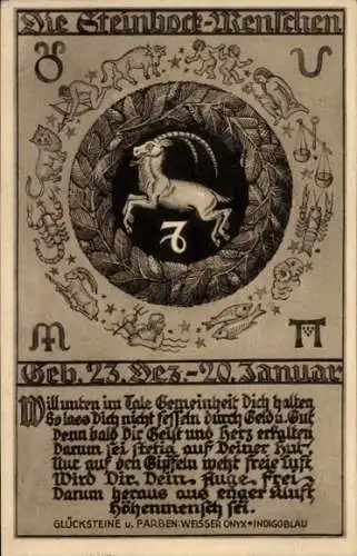 Ak Sternzeichen Steinbock, Capricornus, 22. Dezember bis 20. Januar