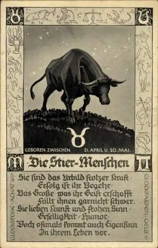 Ak Sternzeichen Stier, Taurus, 21. April bis 20. Mai