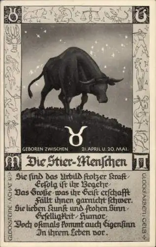 Ak Sternzeichen Stier, Taurus, 21. April bis 20. Mai