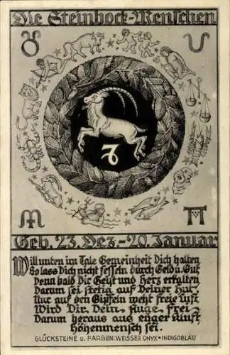 Ak Sternzeichen Steinbock, Capricornus, 22. Dezember bis 20. Januar
