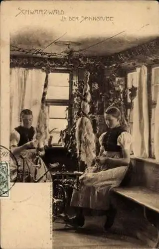 Ak Schwarzwald, Zwei Frauen in der Spinnstube