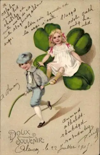 Präge Ak Kinder, Glücksklee, Souvenir