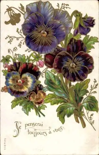 Präge Litho Stiefmütterchen