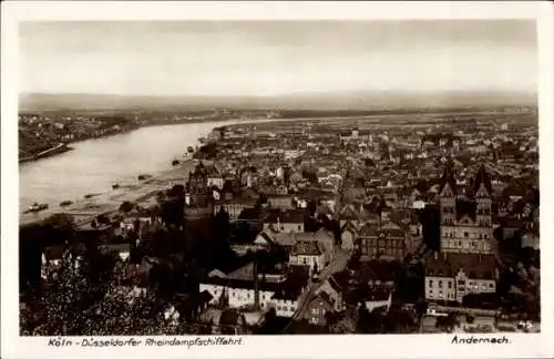 Ak Andernach am Rhein, Panorama, Köln-Düsseldorfer Rheindampfschiffahrt