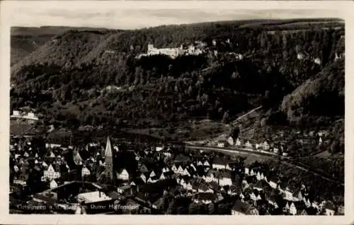 Ak Geislingen an der Steige, Gesamtansicht mit Ruine Helfenstein