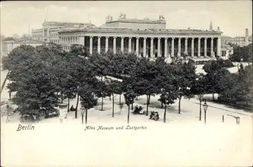 Ak Berlin Mitte, Lustgarten, Altes Museum, Litfasssäule