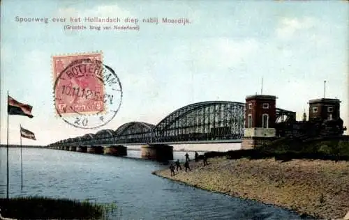 Ak Moerdijk Nordbrabant, Spoorweg over het Hollandsch diep nabij Moerdijk