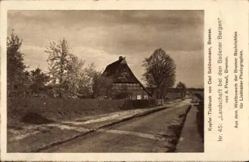 Künstler Ak Preuß, A., Hansestadt Bremen, Landschaft bei den Badener Bergen, Nr. 45