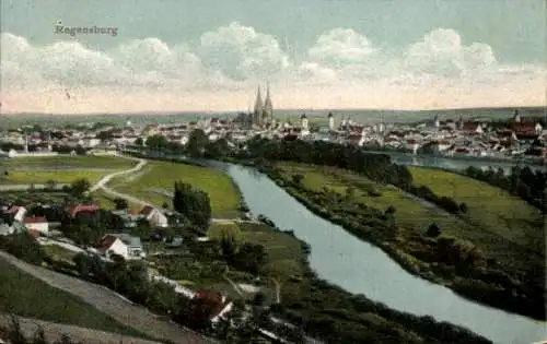 Ak Regensburg an der Donau Oberpfalz, Gesamtansicht