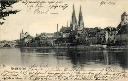 Ak Regensburg an der Donau Oberpfalz, Stadtbild mit Dom