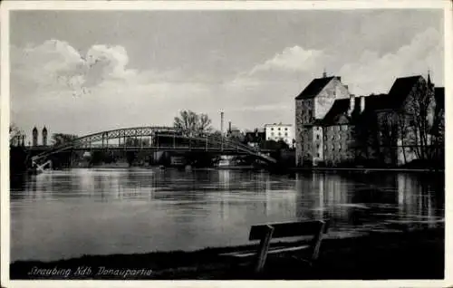 Ak Straubing an der Donau Niederbayern, Donaublick, Brücke